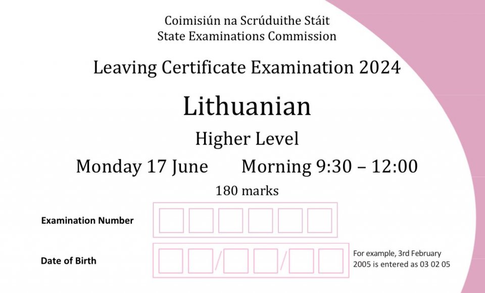 2025 metų Leaving Certificate mokinių dėmesiui! 